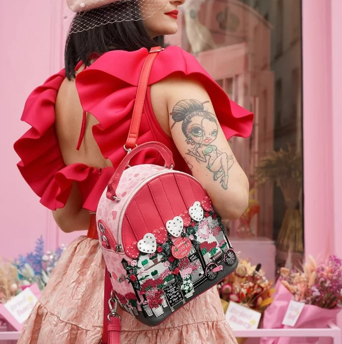 Vendula Pink Flower Shop Nova Mini Backpack 8 Vendula Pink Flower Shop Nova Mini Backpack - Image 8