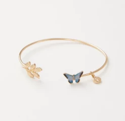 Fable England Enamel Blue Butterfly Bangle