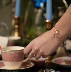 Fable England Enamel Blue Butterfly Bangle -Chic Shoes Store ButterflyBG3