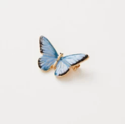 Fable England Enamel Blue Butterfly Brooch