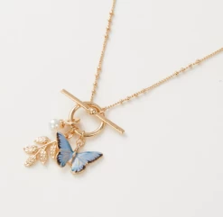 Fable England Enamel Blue Butterfly Necklace