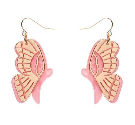 Erstwilder La Belle Epoque Butterfly Drop Earrings Pink 1 Erstwilder La Belle Epoque Butterfly Drop Earrings Pink