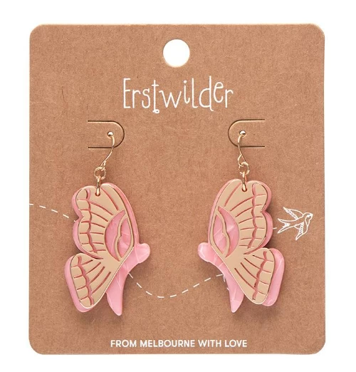 Erstwilder La Belle Epoque Butterfly Drop Earrings Pink 2 Erstwilder La Belle Epoque Butterfly Drop Earrings Pink - Image 2