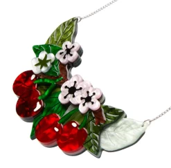 Erstwilder Botanical Fruit Blossoming Cherries Statement Necklace -Chic Shoes Store CherriesNL5
