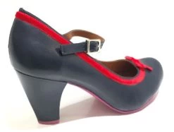 Cristofoli Eileen Navy With Red Ribbon -Chic Shoes Store EileenNB3