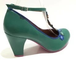 Cristofoli Lucille Green With Blue Flowers -Chic Shoes Store LucilleGN3