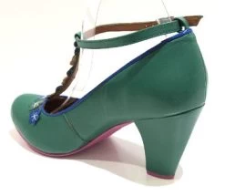 Cristofoli Lucille Green With Blue Flowers -Chic Shoes Store LucilleGN4