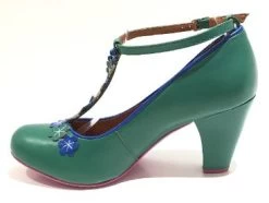 Cristofoli Lucille Green With Blue Flowers -Chic Shoes Store LucilleGN5