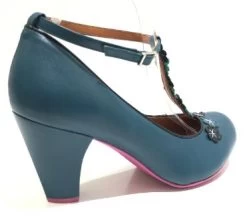 Cristofoli Lucille Petrol With Black Flowers -Chic Shoes Store LucillePT3