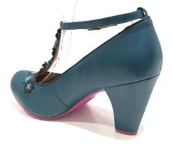 Cristofoli Lucille Petrol With Black Flowers -Chic Shoes Store LucillePT4