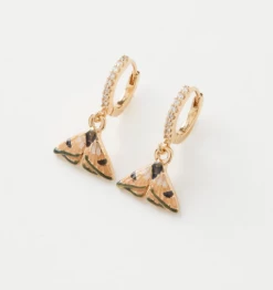 Fable England Enamel Moth Huggie Earrings