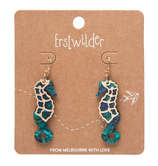 Erstwilder La Belle Epoque Seahorse Drop Earrings Blue 2 Erstwilder La Belle Epoque Seahorse Drop Earrings Blue - Image 2