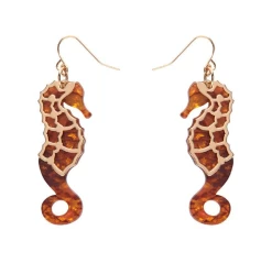 Erstwilder La Belle Epoque Seahorse Drop Earrings Orange