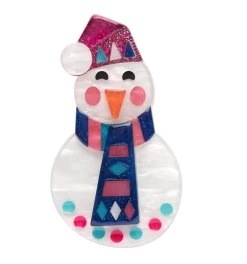 Erstwilder Modern Holiday Stay Frosty Snowman Brooch