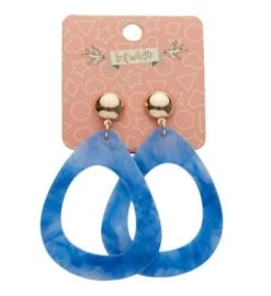 Erstwilder Pete Cromer Wildlife Textured Resin Tear Drop Earrings Blue