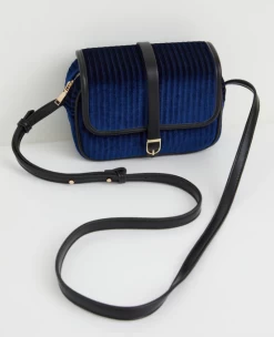 Fable England Vivianne Velvet Camera Bag Sapphire Blue
