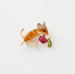 Fable England Enamel Vole Brooch