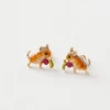 Fable England Enamel Vole Stud Earrings