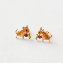 Fable England Enamel Vole Stud Earrings